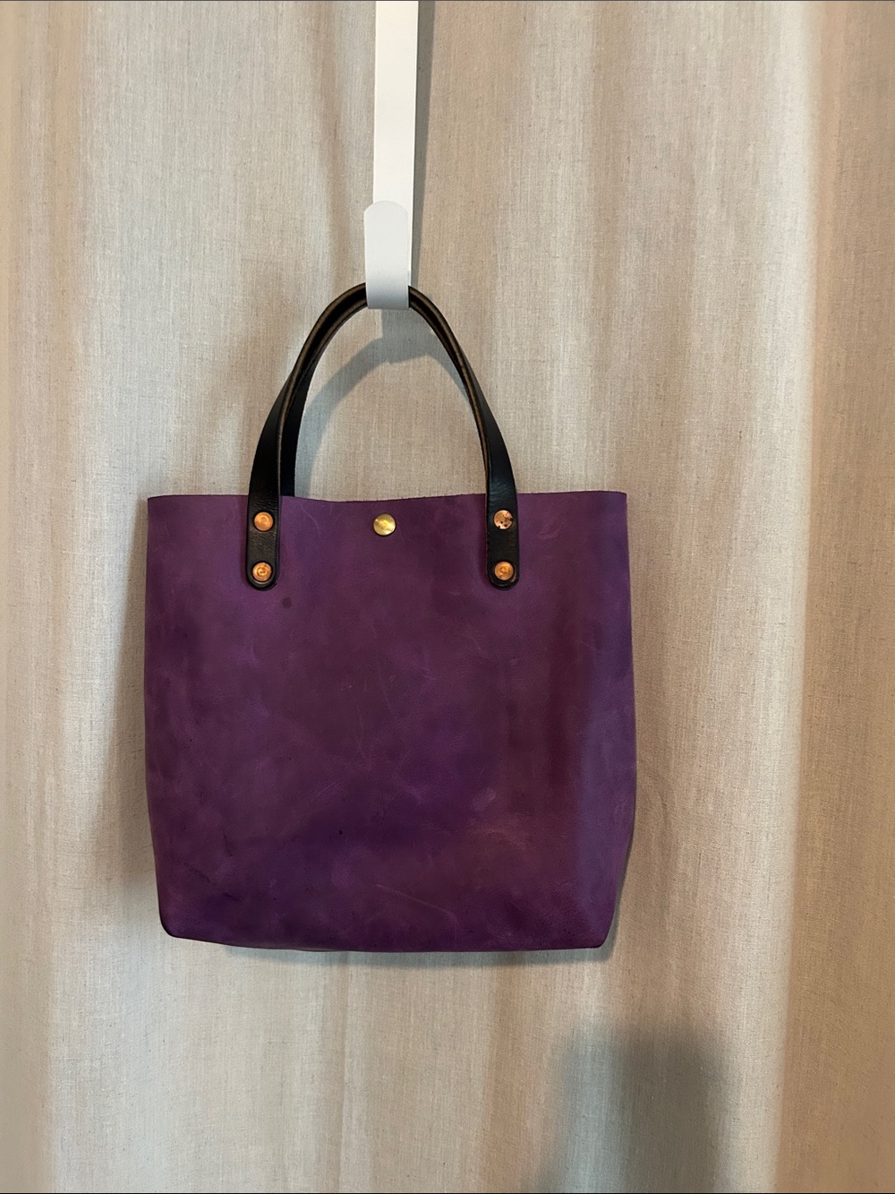 KMM & Co Amethyst mini tote leather black handles